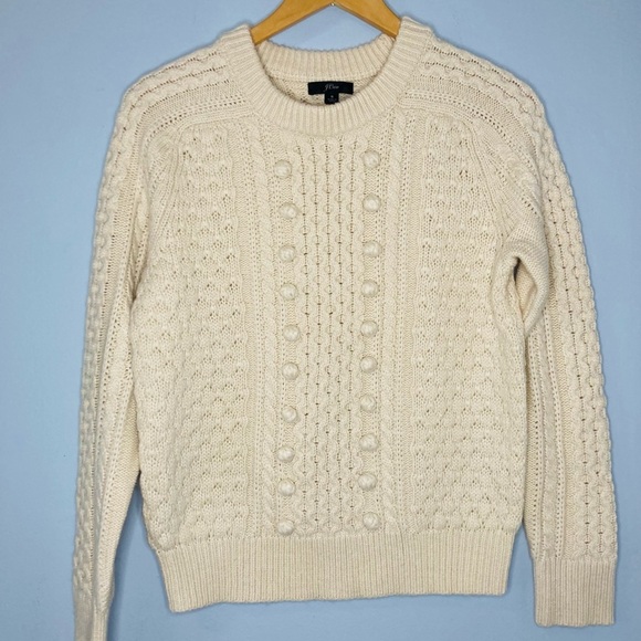 JCrew Sweater Cream Wool Blend Crewneck S - Picture 1 of 6